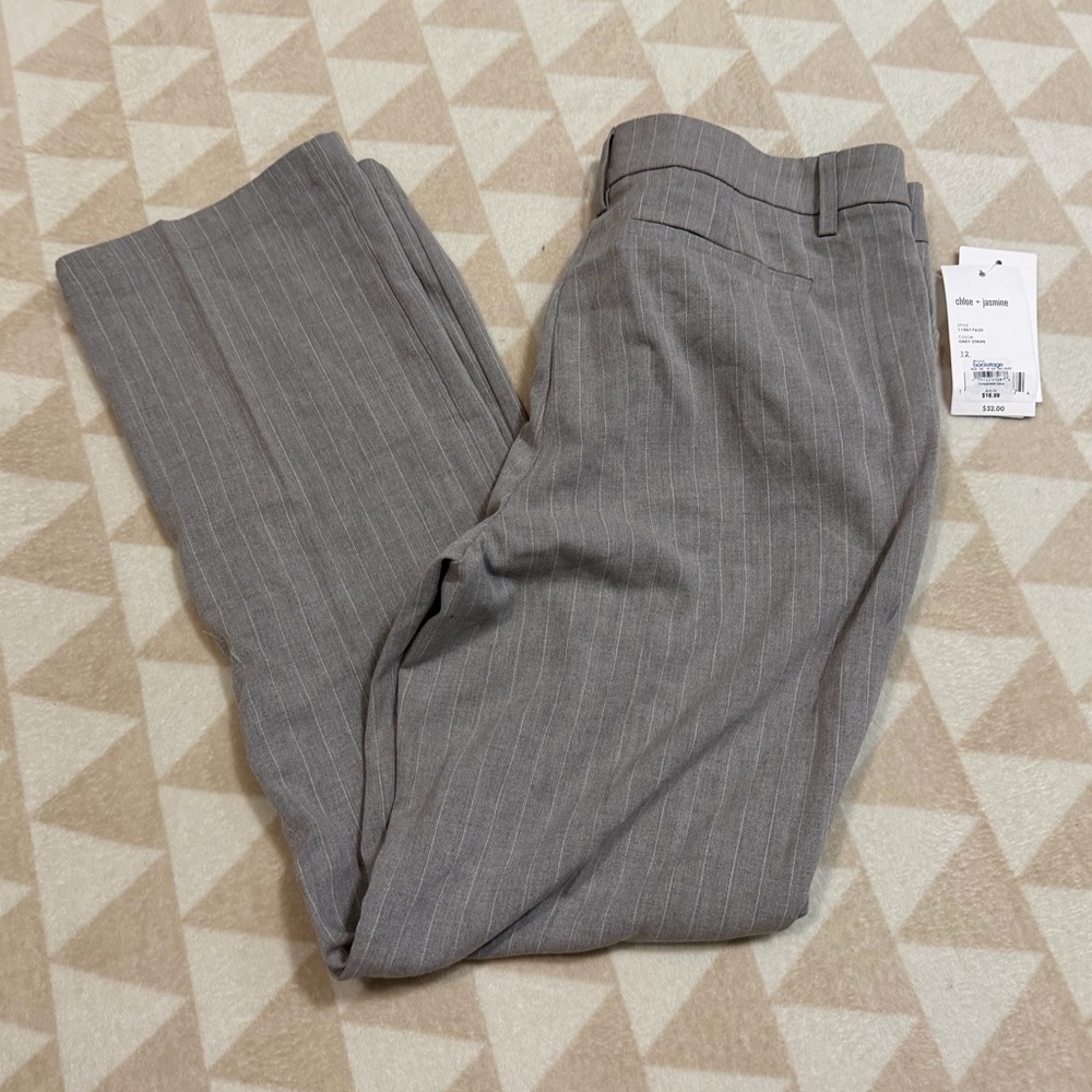 Chloe and Jasmine Grey stripe dress pants
